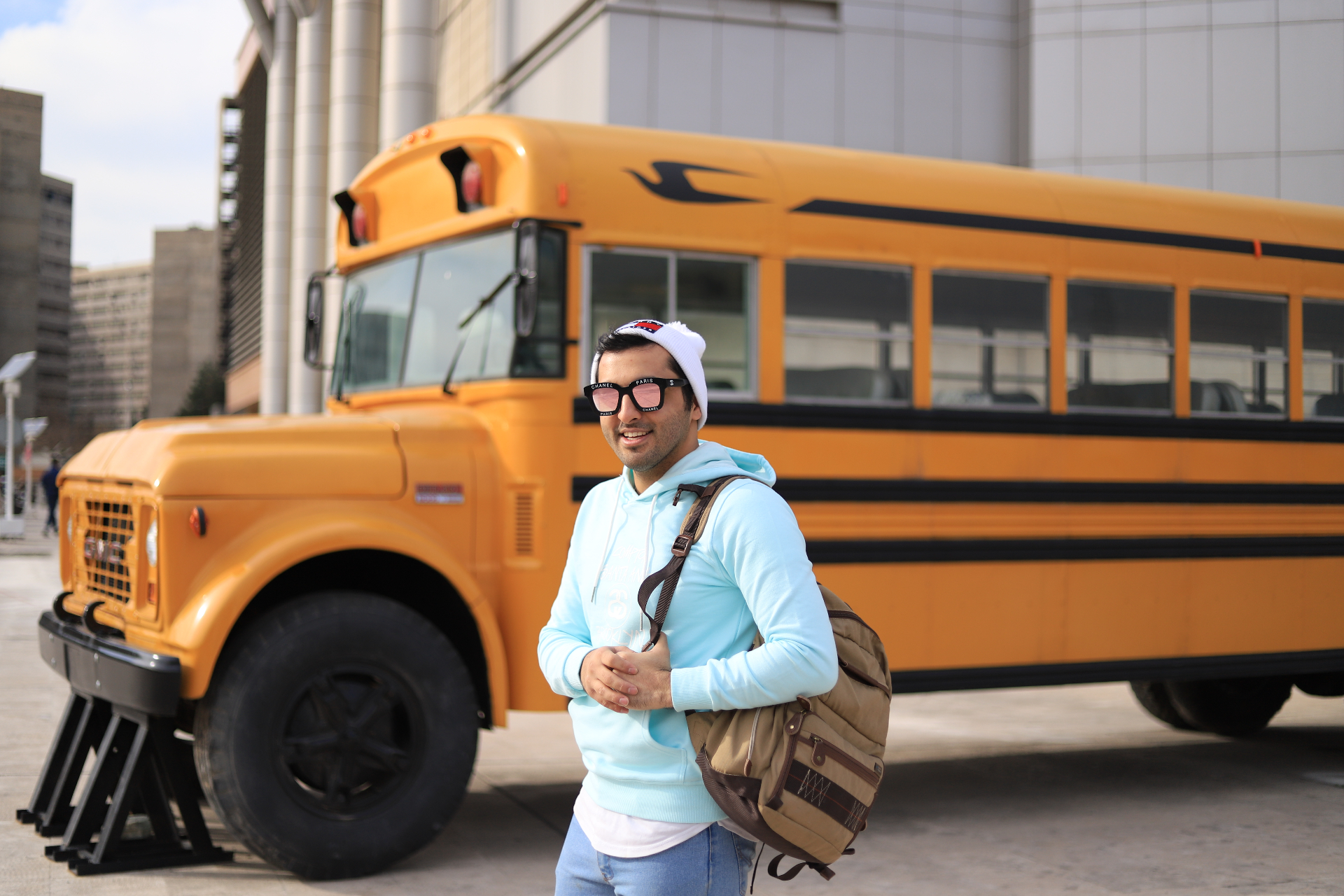 Student with school bus